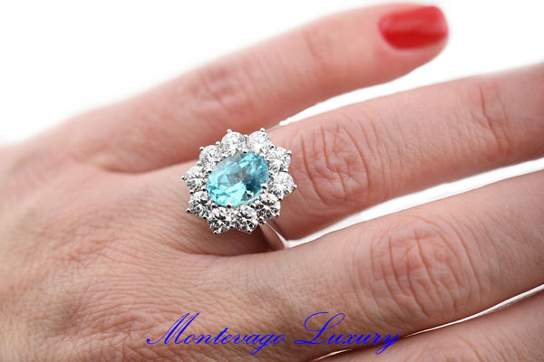 Immagine di ANELLO CON TORMALINA PARAIBA 2,98 CT E DIAMANTI